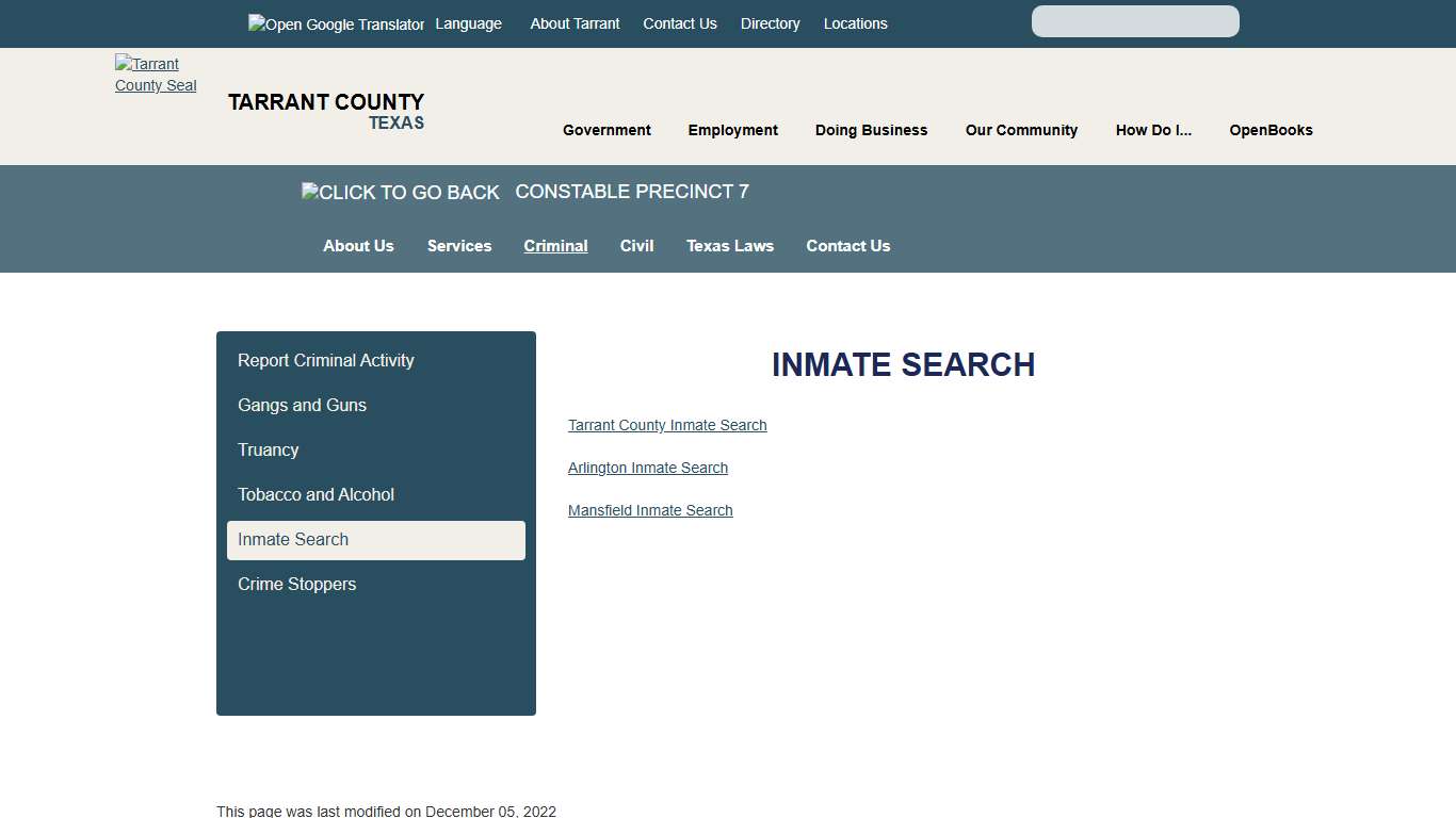 Inmate Search